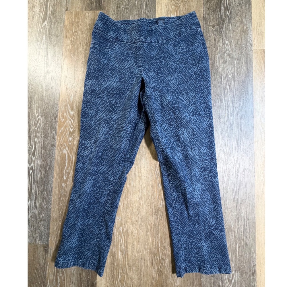 Westbound Petites Pull On Pants Womens 10P Blue Snakeskin Print Straight Leg